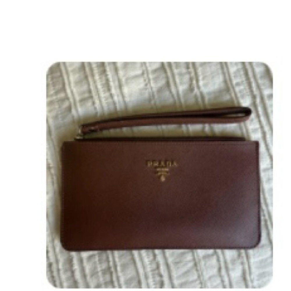 Prada Chocolate Leather Wristlet